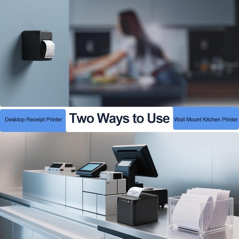 Bisofice طابعة إيصالات 80 مم طابعة حرارية ESC/POS طابعة مكتبية طباعة مباشرة اتصال USB + LAN كفاءة عالية مع قاطع تلقائي سلة ورق كبيرة للأعمال التجارية والشحن والمطاعم والمطابخ والسوبرماركت - Image 4